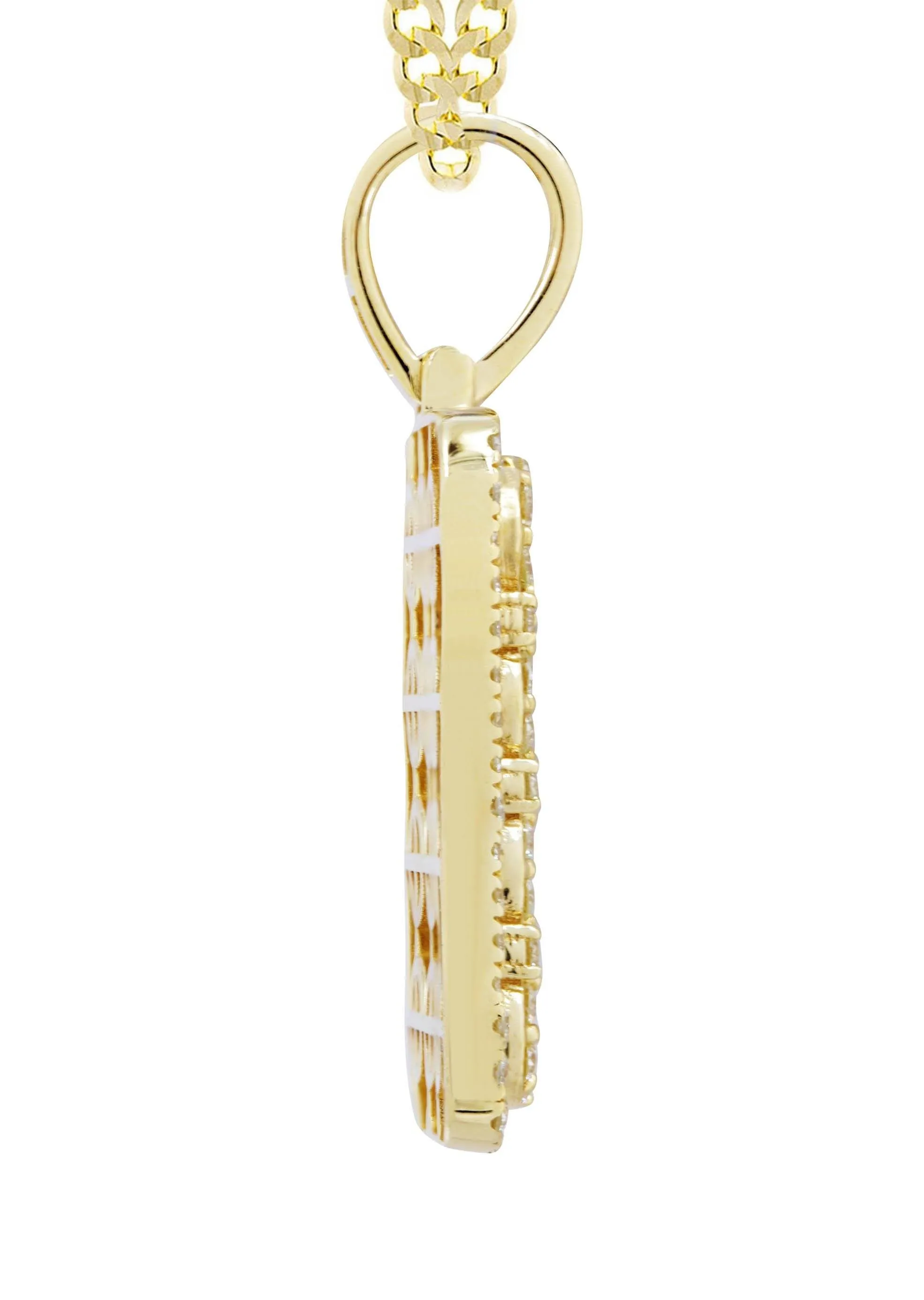 10K Yellow Gold Dog Tag Diamond Necklace  | 3.06 Carats