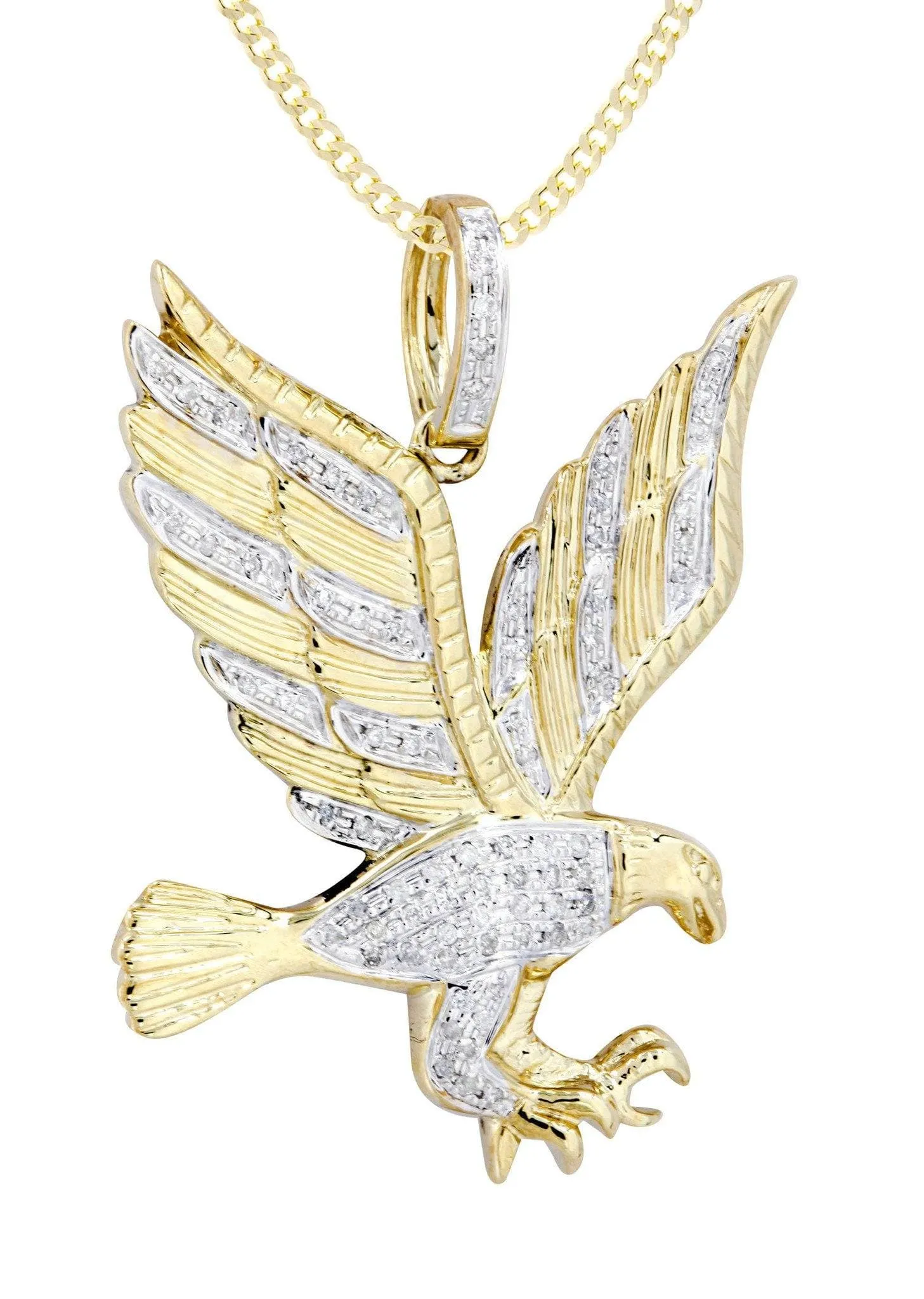 10K Yellow Gold Eagle Diamond Necklace  | 0.27 Carats