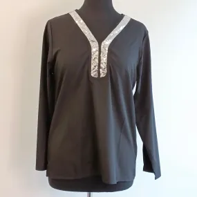 #35 Black Kaftan Top With Silver Details - SAMPLE - UK SIZE 10/12