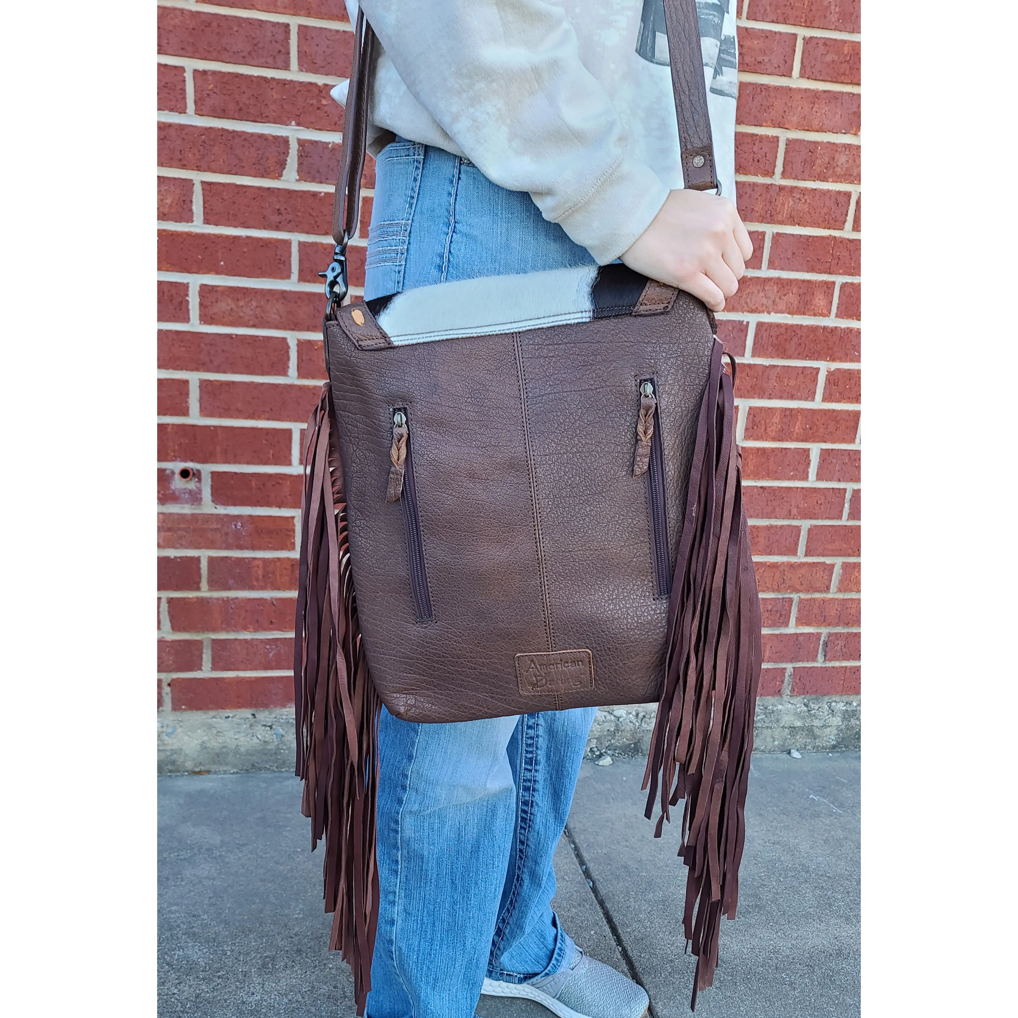 American Darling Conceal Carry Hide & Tooled Fringe Cross Body