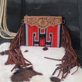 American Darling Red/ Black Blanket Fringe Crossbody