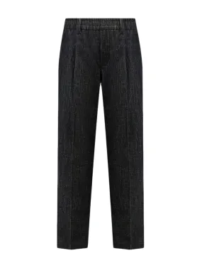 Baggy trousers in Dark Polished denim with Shiny Loop Details