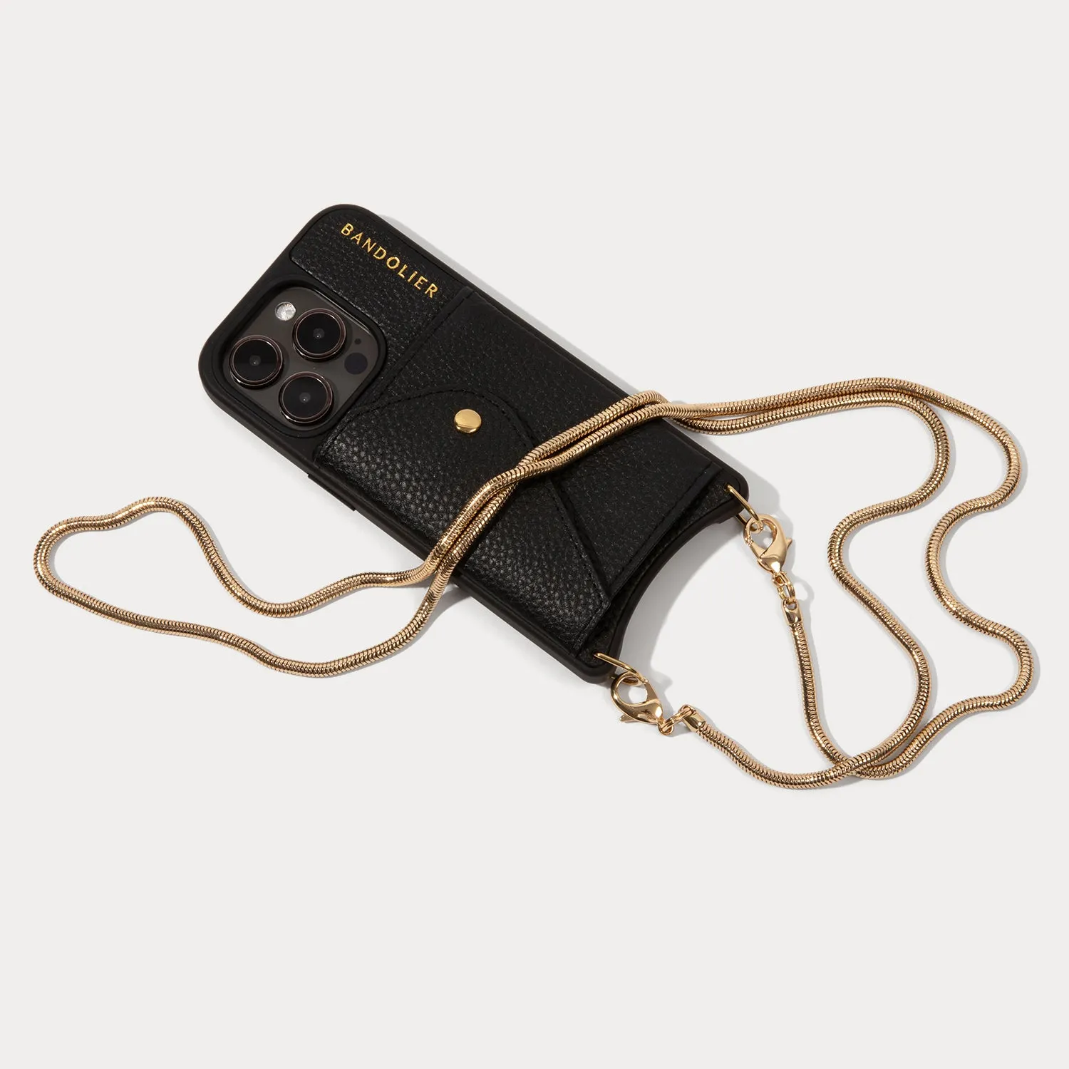 Belinda Pebble Leather Crossbody Bandolier - Black/Gold