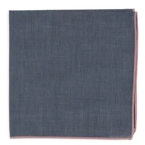 Bhldn Denim Chambray With Border Blush Pink Pocket Square