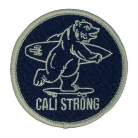 CALI Strong Bear Blue Silver Round Hook-and-Loop Morale Patch