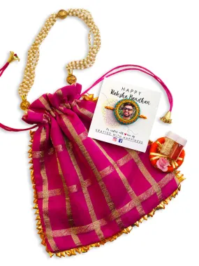 Customised Photo Rakhi (Round) (Roli Chawal   Decorative Pouch)