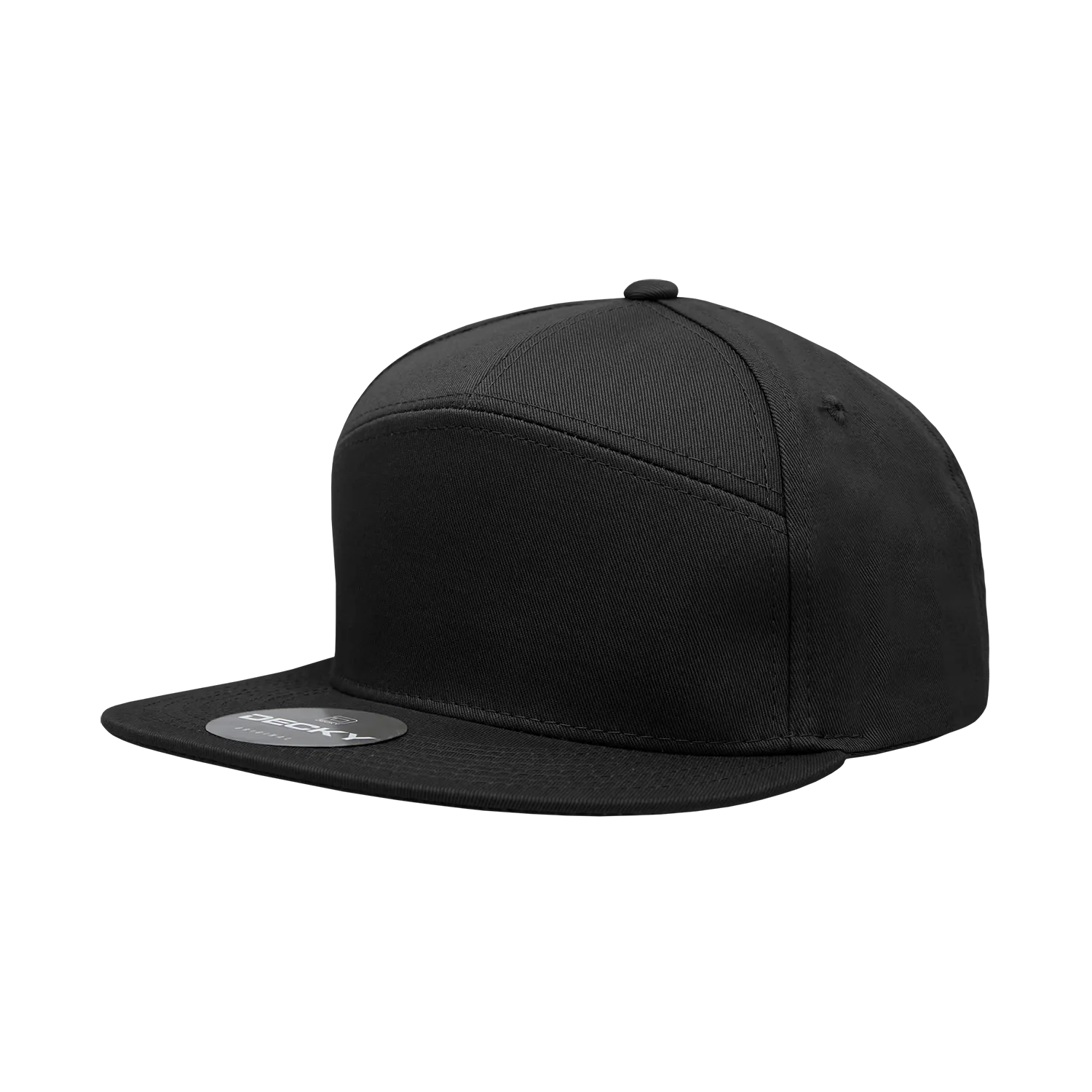 Decky 1098 7 Panel Flat Bill Hat, Snapback, 7 Panel High Profile Structured Cap