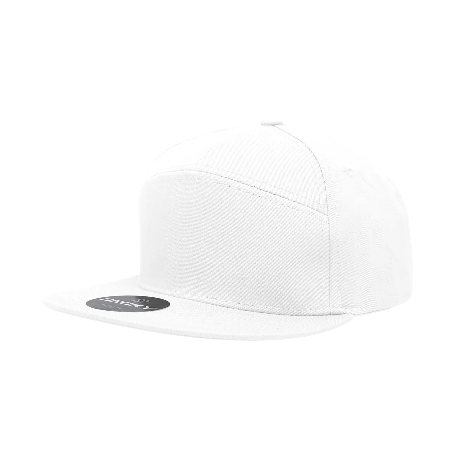 Decky 1098 7 Panel Flat Bill Hat, Snapback, 7 Panel High Profile Structured Cap