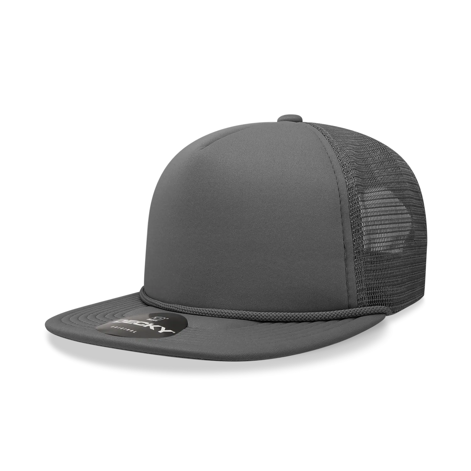 Decky 223 Blank Solid Color, Flat Bill Foam Trucker Hat