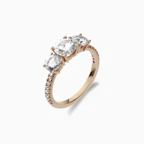 Diamond2 Three-Stone Ring with embellished band