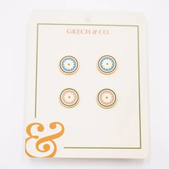 Enamel Earrings Set of 2-Flower