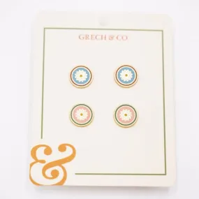 Enamel Earrings Set of 2-Flower