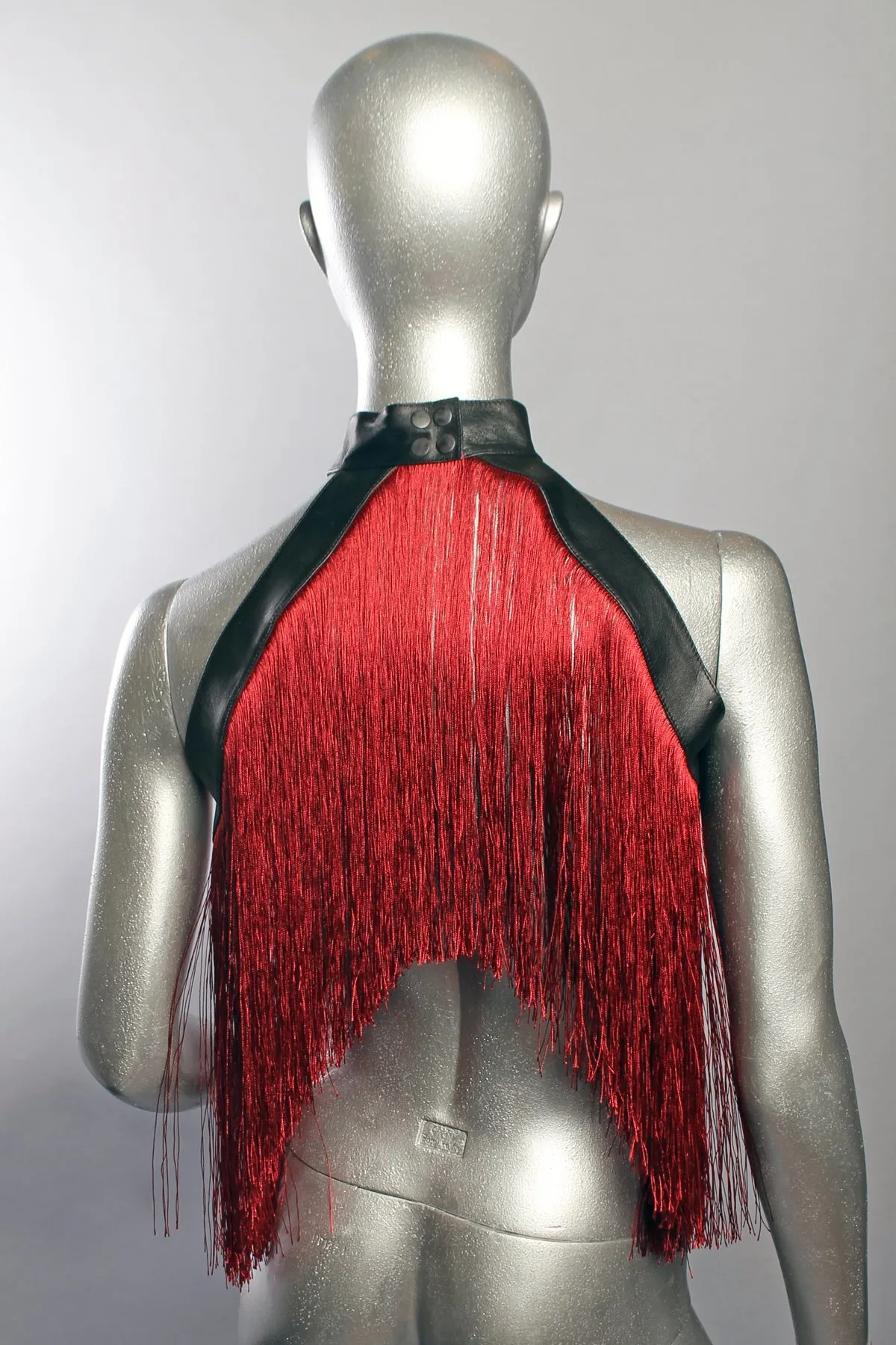 Five and Diamond Fringe Halter - leather