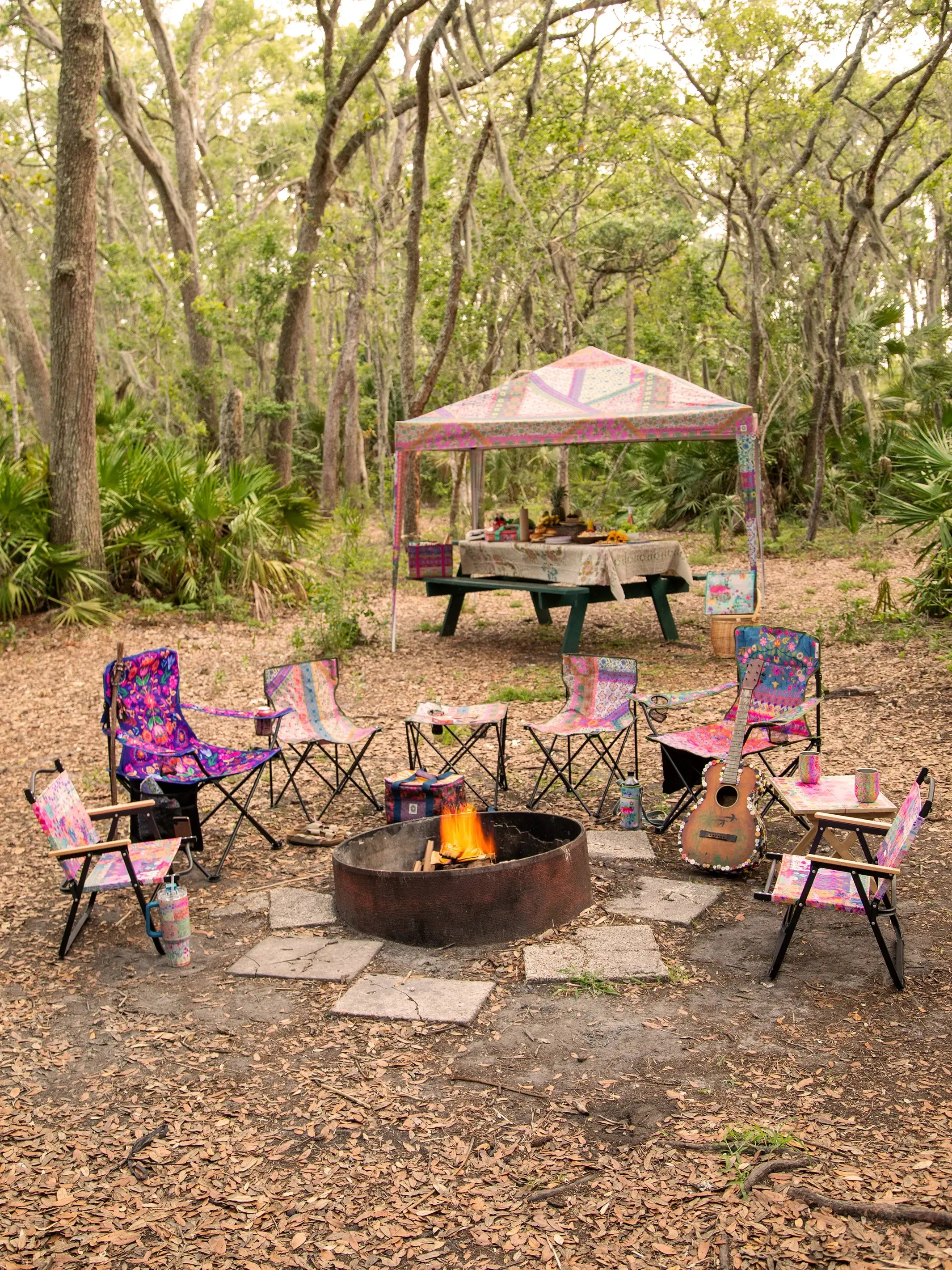 Folding Camp Chair - Folk Floral Border