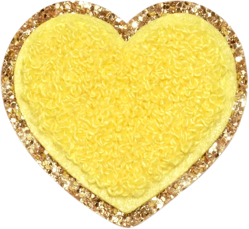 Lemon Glitter Varsity Heart Patch