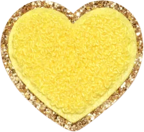 Lemon Glitter Varsity Heart Patch