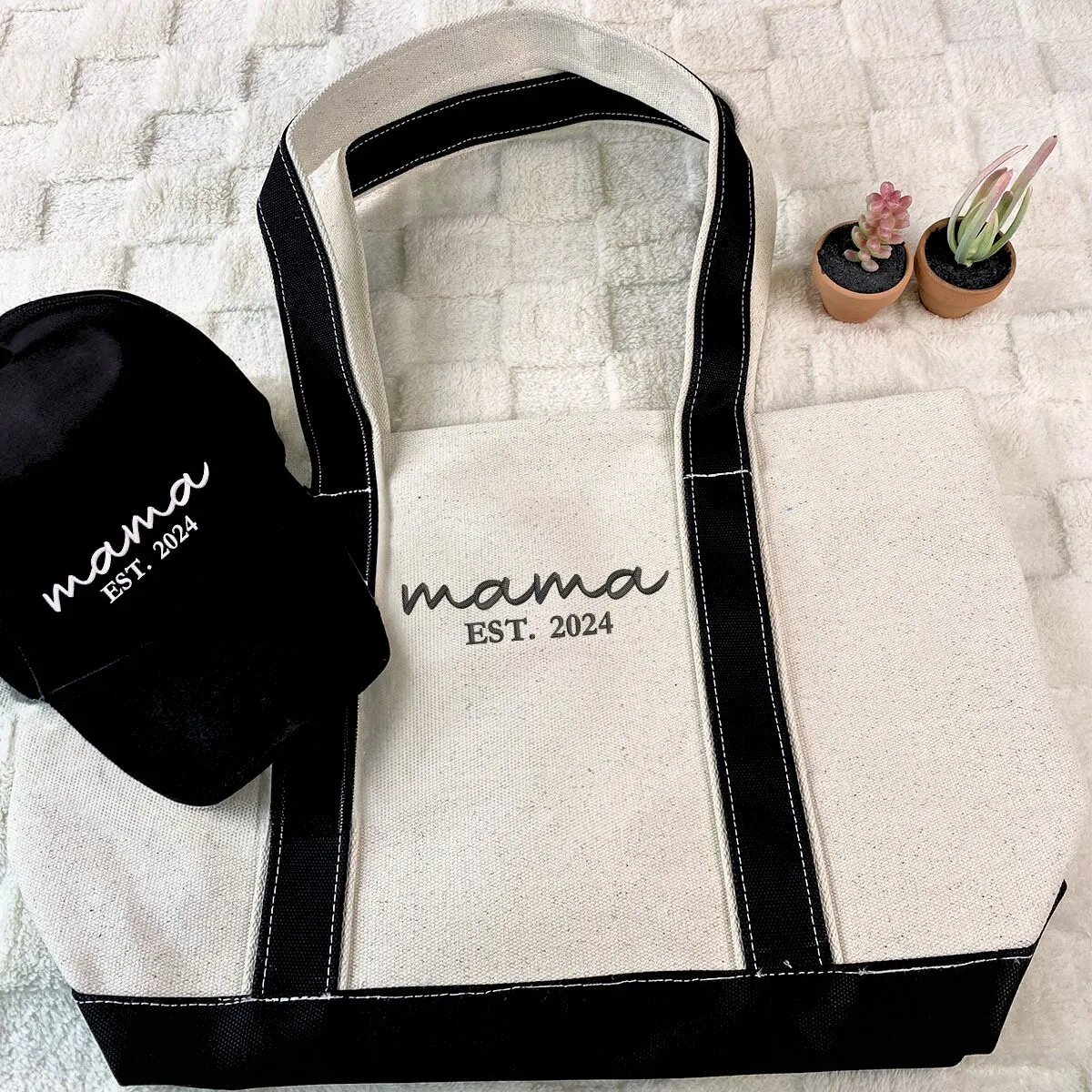 Mama Twin Pack: Embroidered Hat & Tote Bag