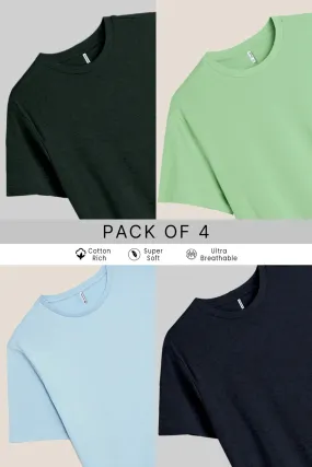 Pack 4 - Forest Melange, Mint Green, Sky Blue & Navy Melange - Classic Crew