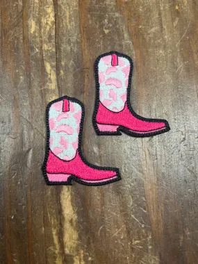 Pink Cowprint Cowgirl Boot Patch