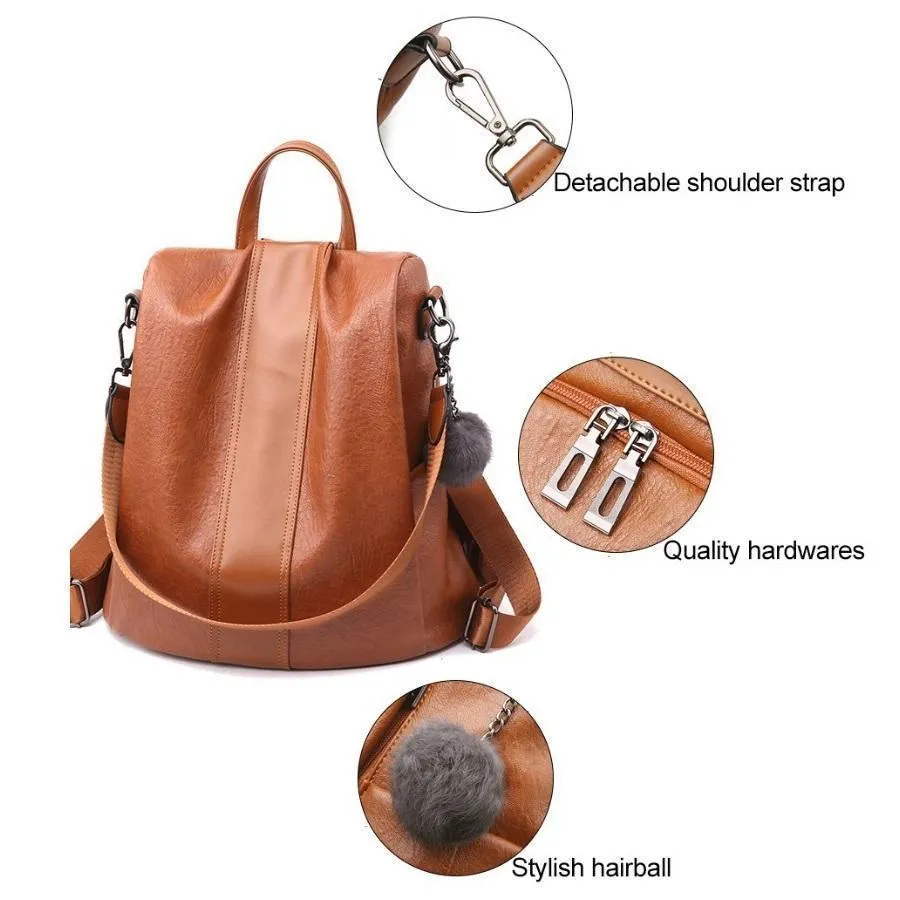 PREMIUM™ Premium Leather Three Way Anti-Thief Women's Backpack