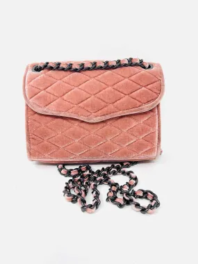 Rebecca Minkoff Pink Quilted Velvet Designer Crossbody Purse