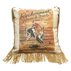 Rockmount Vintage Bronc Leather Fringe Western Pillow