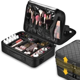 TheLAShop 17in. Black Quilted Makeup Train Case 1200D