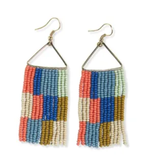 Whitney Checkered Beaded Fringe Earrings